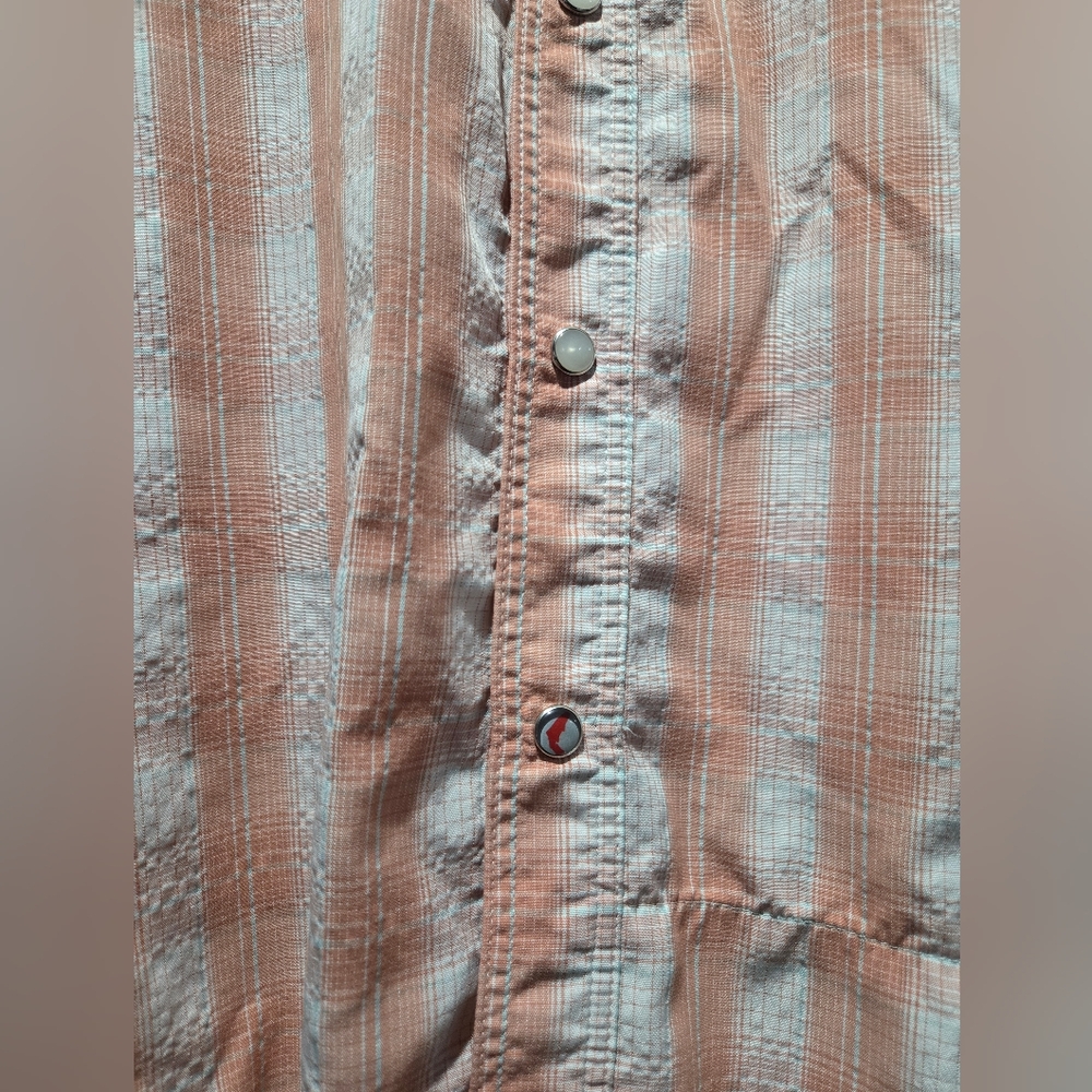 Simms Men's Peach and White Plaid Casual Shirt - Picture 3 of 6